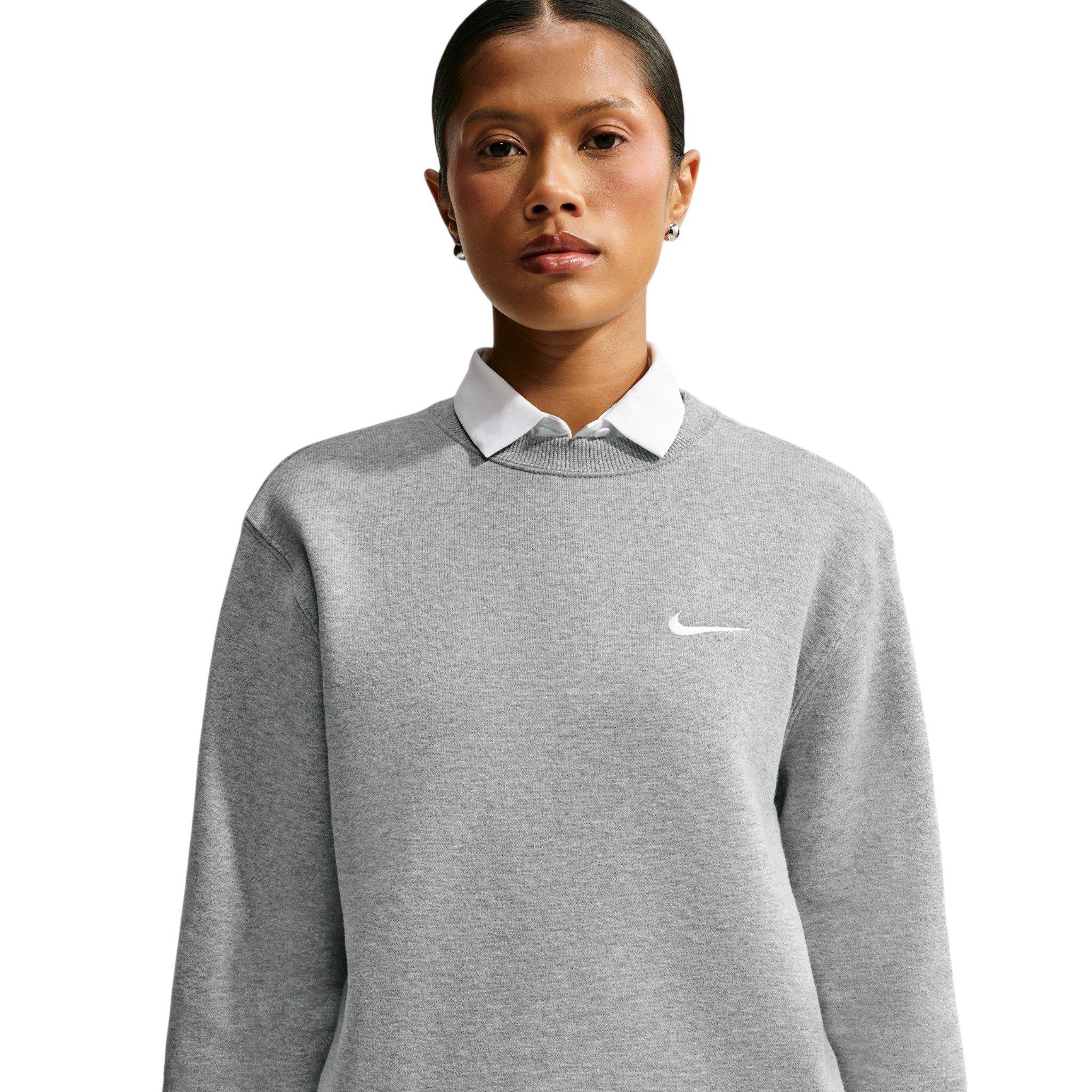 Nike Women's Studio Fleece Medium Weight Crewneck Sweatshirt - Grey - GREY